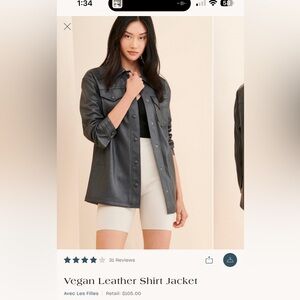 Avec Les Filles Black Leather Jacket Relaxed Fit